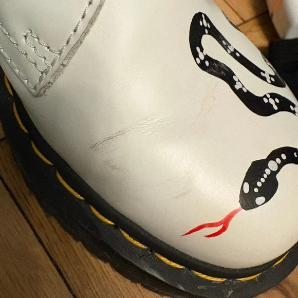 Dr. Martens White Jadon Boots with Snake Design. - Picture 9 of 10
